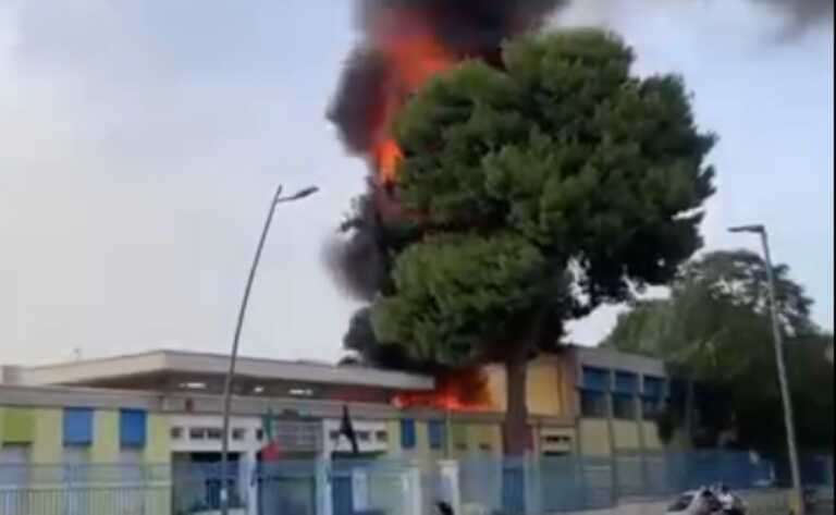 Taranto, paura nel quartiere Tamburi: a fuoco scuola elementare “Gianbattista Vico” – VIDEO