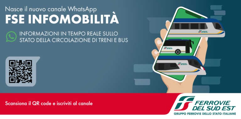 Tutto ciò che c’è da sapere sui servizi delle Ferrovie del Sud Est: nasce il canale WhatsApp “Fse Infomobilità”