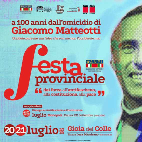 Anpi Bari, a Gioia del Colle la festa provinciale nel segno di Matteotti e della Costituzione