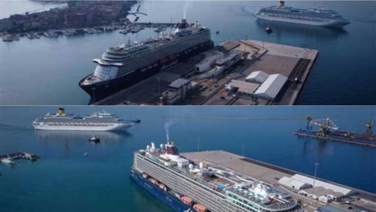 Un evento a Taranto, sbarco contemporaneo per due navi da crociera al molo San Cataldo. Sogesid: «Il rilancio del porto grazie ai nostri lavori»