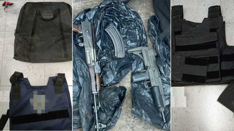Brindisi, armi e giubbotti antiproiettile nascosti in un casolare e perfettamente funzionanti: sequestrati