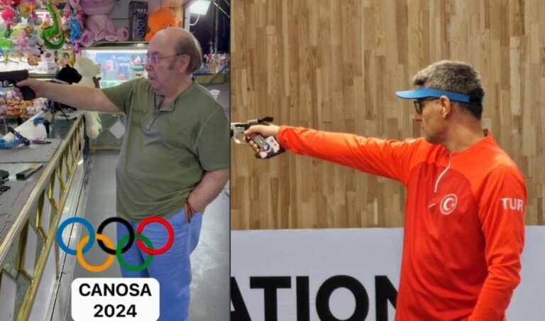 Lino Banfi omaggia il tiratore turco Yusuf Dikec alle “Olimpiadi di Canosa” – VIDEO