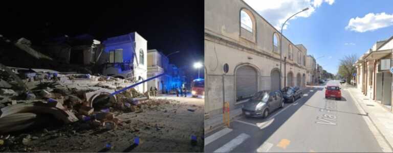 Latiano, crolla un edificio in pieno centro: ospitava un negozio di detersivi – FOTO e VIDEO