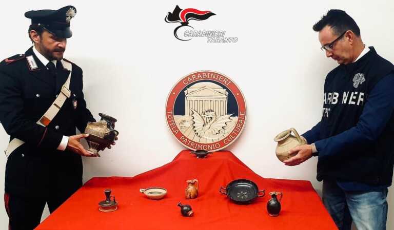 Taranto, sequestrati 9 reperti archeologici in un’abitazione: indagato il possessore