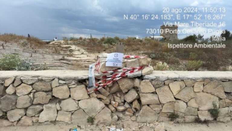 Porto Cesareo, muretti a secco distrutti per accedere al mare: scattano le denunce