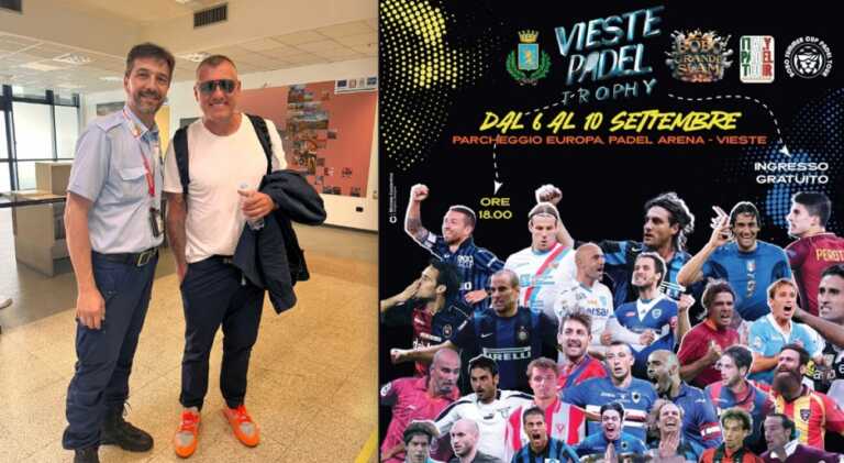 Galleria foto 'Vieste Padel Trophy con 32 leggende del calcio: l’arrivo di Bobo Vieri a Foggia' - foto 1
