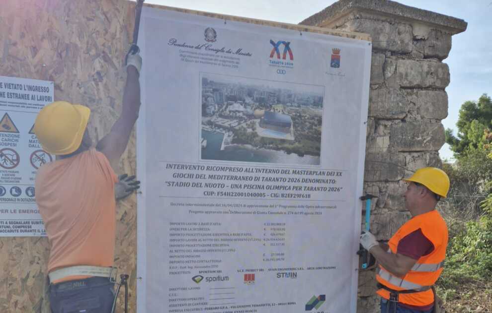 Giochi del Mediterraneo 2026, a Taranto via al cantiere per lo Stadio del Nuoto