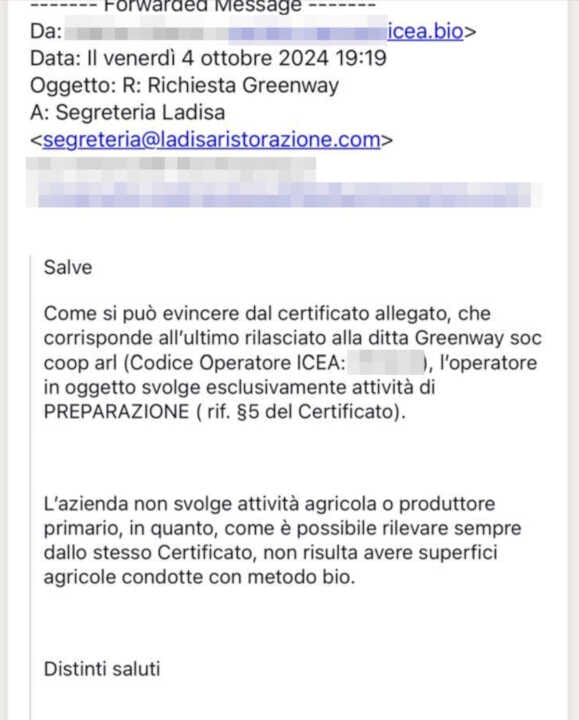 Mense scolastiche, la verità di Icea: «Greenway non è produttore primario»