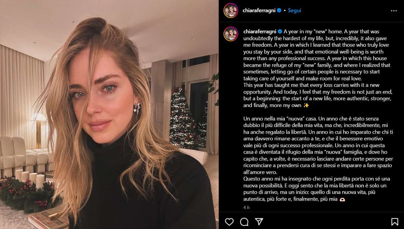 Ad un anno dalla separazione da Fedez, Chiara Ferragni: «Difficile ma mi ha regalato la libertà»