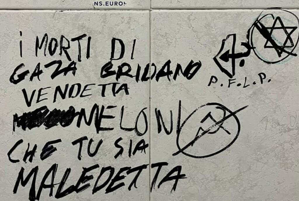 Galleria foto 'Gaza, scritta contro Meloni sui muri dell’Uniba: la denuncia di Fratelli d’Italia: «È vergognoso»' - foto 1