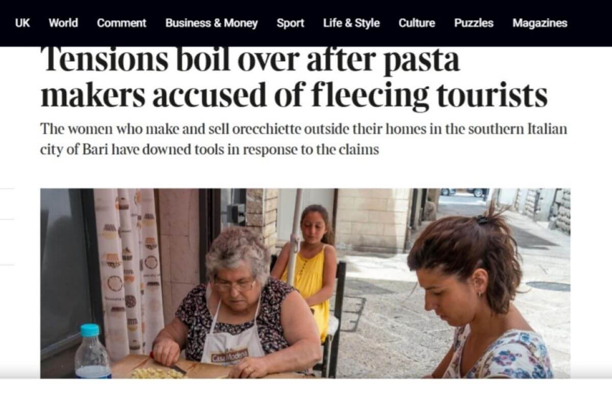 Bari, il caso delle orecchiette finisce sul Times. Intanto le pastaie vanno a lezione di legalità Bari, il caso delle orecchiette finisce sul Times. Intanto le pastaie vanno a lezione di legalità