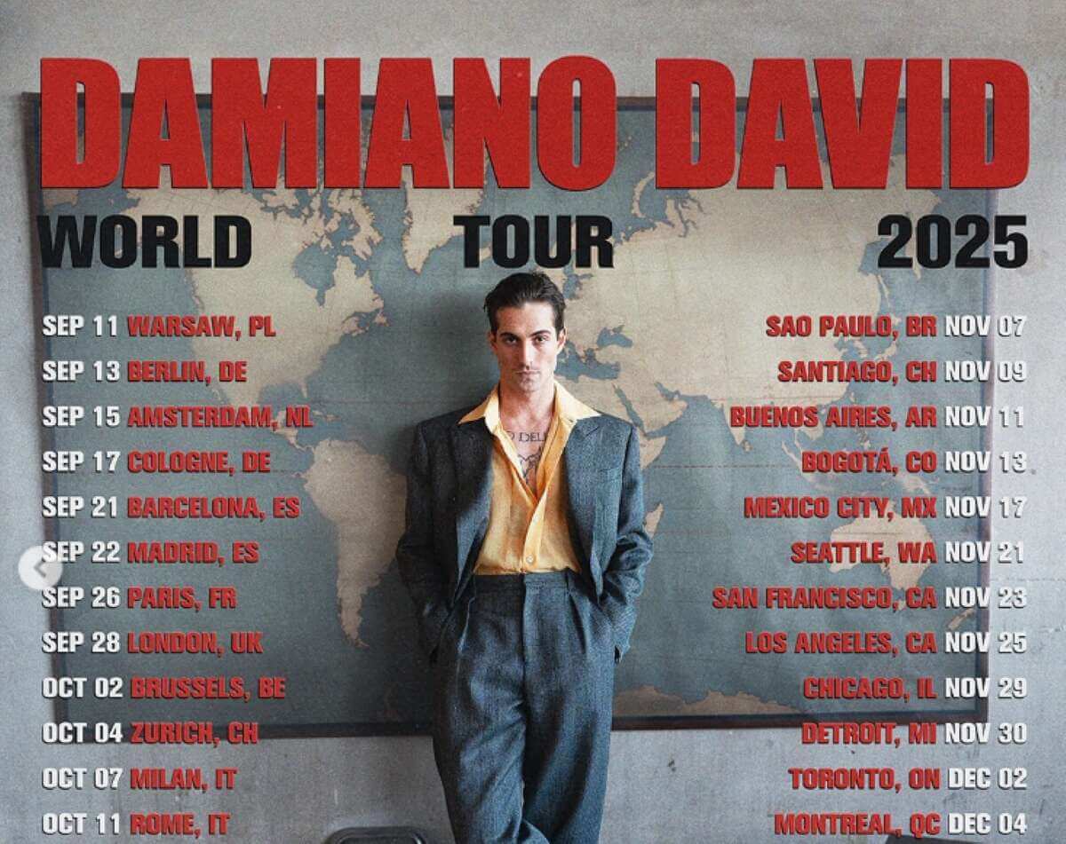 «Addio Maneskin?», Damiano David annuncia il suo tour mondiale da solista: 31 date – VIDEO «Addio Maneskin?», Damiano David annuncia il suo tour mondiale da solista: 31 date – VIDEO