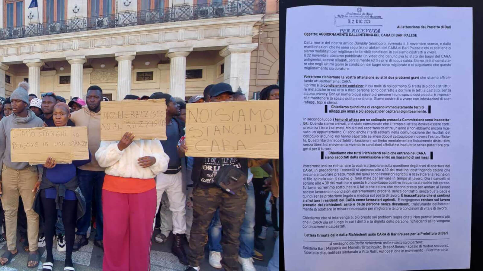 Bari, i migranti del Cara scrivono al Prefetto: «Viviamo con i topi e siamo sfruttati. Vogliamo dignità» Bari, i migranti del Cara scrivono al Prefetto: «Viviamo con i topi e siamo sfruttati. Vogliamo dignità»