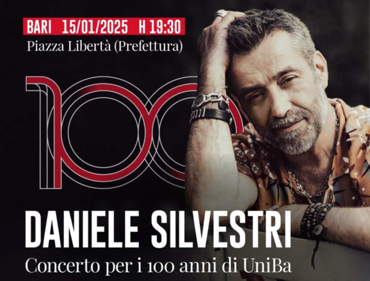 Daniele Silvestri in concerto a Bari per i 100 anni di Uniba: «In Piazza Libertà il 15 gennaio»