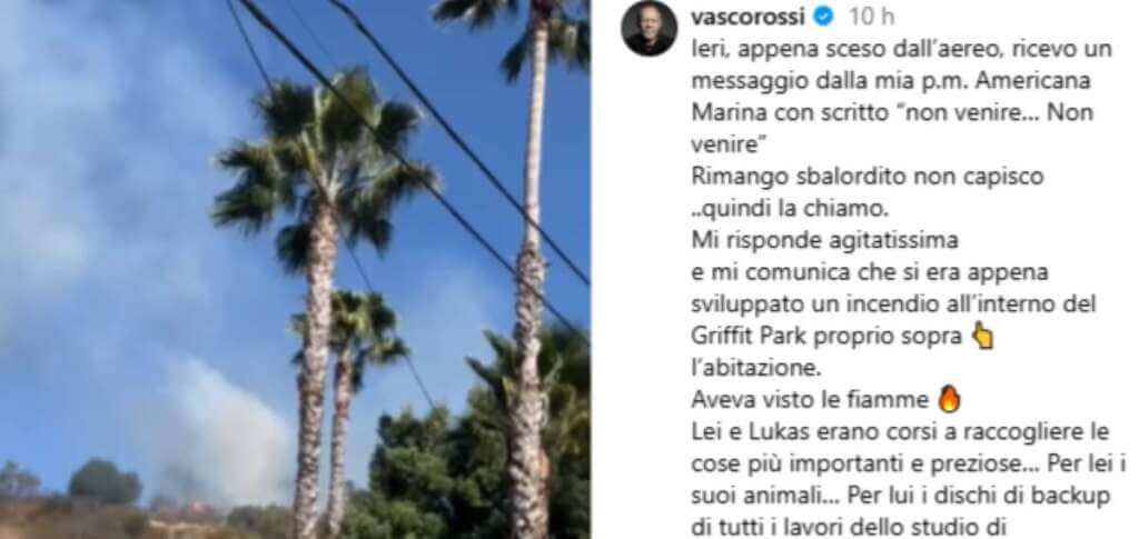 Galleria foto 'Incendi a Los Angeles vicino casa Vasco, il rocker: «Qui molta paura e tanto fumo» – VIDEO' - foto 1