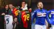 Sanremo, Bresh regala la maglia del Genoa a Lele Adani, Ventola e all’ex Sampdoria Cassano – VIDEO