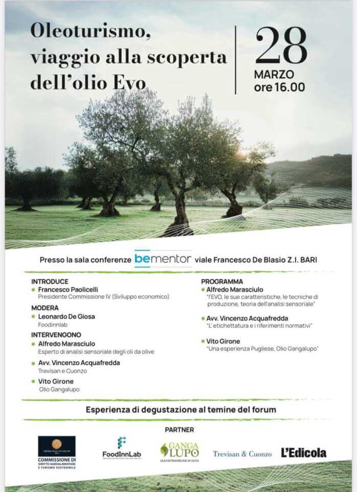Oleoturismo, viaggio alla scoperta dell’olio EVO: venerdì il forum nella sala conferenze Be Mentor