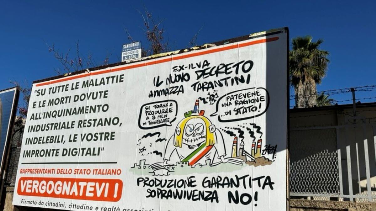 Taranto, spunta un manifesto contro il decreto sull’ex Ilva: «Rappresentanti dello Stato, vergognatevi»