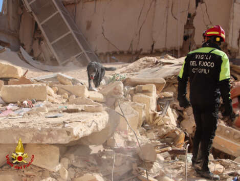 ricerche vigili del fuoco palazzina crollata bari