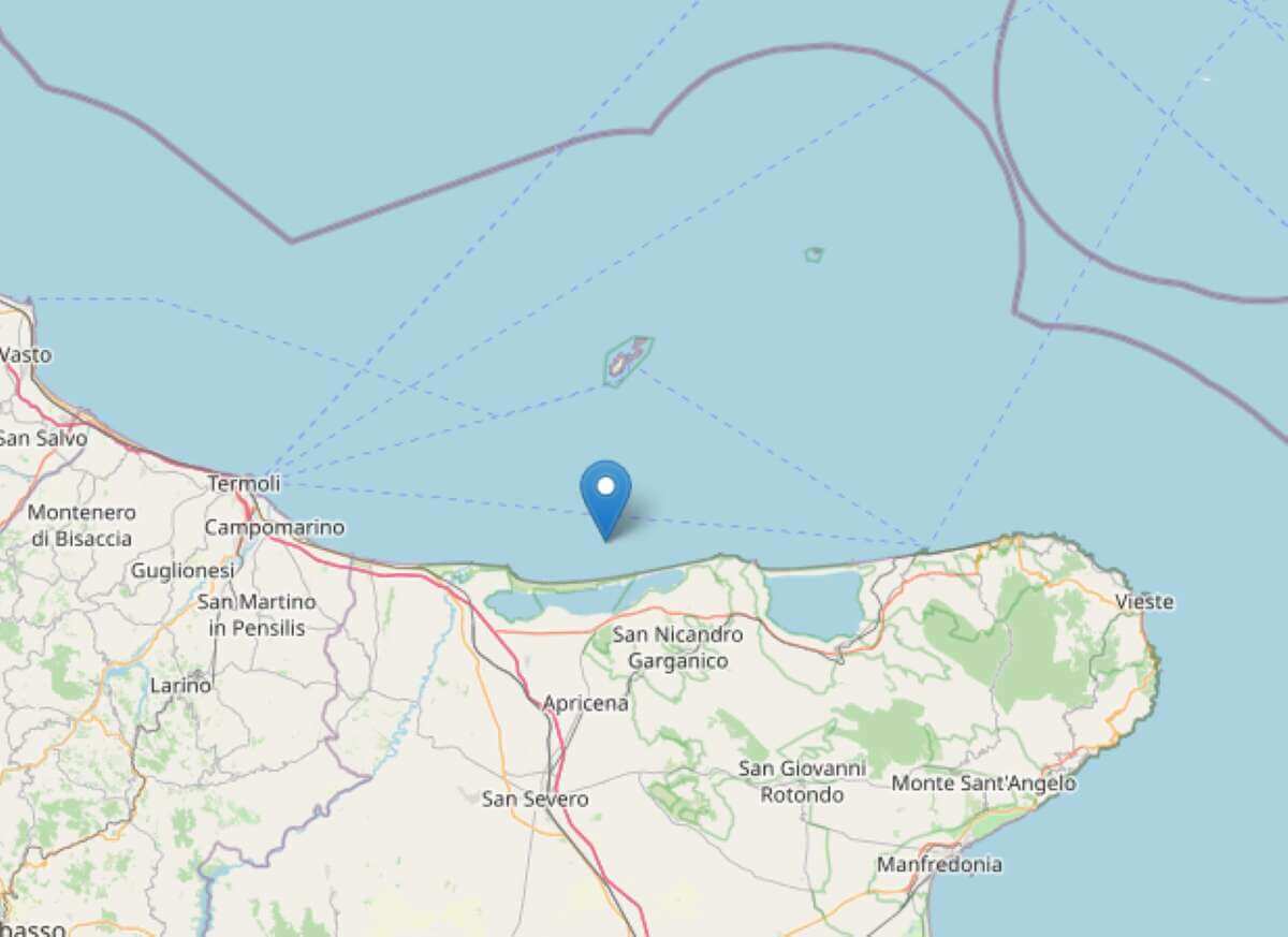 Terremoto al largo delle coste del Gargano: scossa di magnitudo 2.6 a pochi chilometri da Lesina Terremoto al largo delle coste del Gargano: scossa di magnitudo 2.6 a pochi chilometri da Lesina