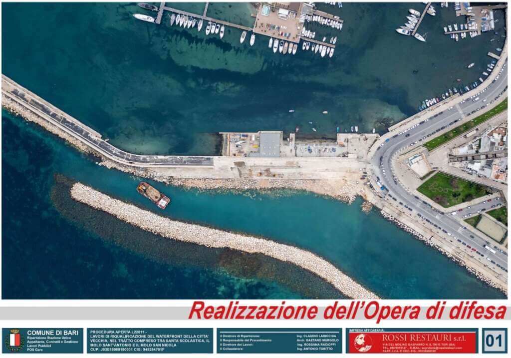 Waterfront di Bari, pronta la nuova scogliera. In costruzione l’edificio al molo Sant’Antonio – VIDEO Waterfront di Bari, pronta la nuova scogliera. In costruzione l’edificio al molo Sant’Antonio – VIDEO