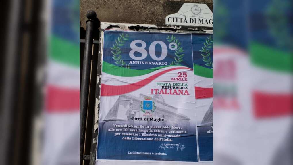 Il 25 aprile diventa la “Festa della Repubblica italiana”: la gaffe sui manifesti affissi a Maglie Il 25 aprile diventa la “Festa della Repubblica italiana”: la gaffe sui manifesti affissi a Maglie