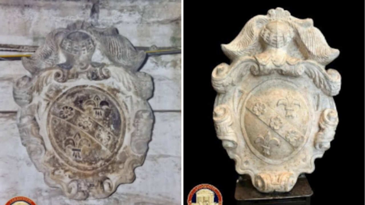 Torna a Bisceglie un antico stemma rubato da un palazzo del centro storico: era in vendita on-line