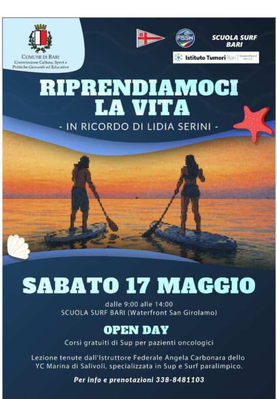 Bari, l’iniziativa “Mare Inclusivo” porta in acqua pazienti oncologici e persone con disabilità – FOTO Bari, l’iniziativa “Mare Inclusivo” porta in acqua pazienti oncologici e persone con disabilità – FOTO