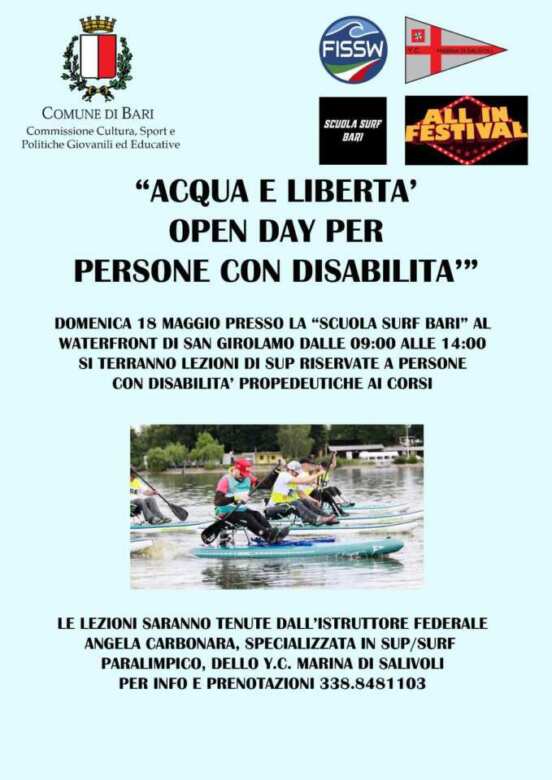 Bari, l’iniziativa “Mare Inclusivo” porta in acqua pazienti oncologici e persone con disabilità – FOTO Bari, l’iniziativa “Mare Inclusivo” porta in acqua pazienti oncologici e persone con disabilità – FOTO