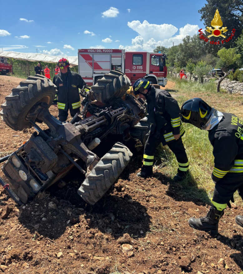 Tragedia nelle campagne di Conversano: agricoltore 63enne muore schiacciato dal trattore