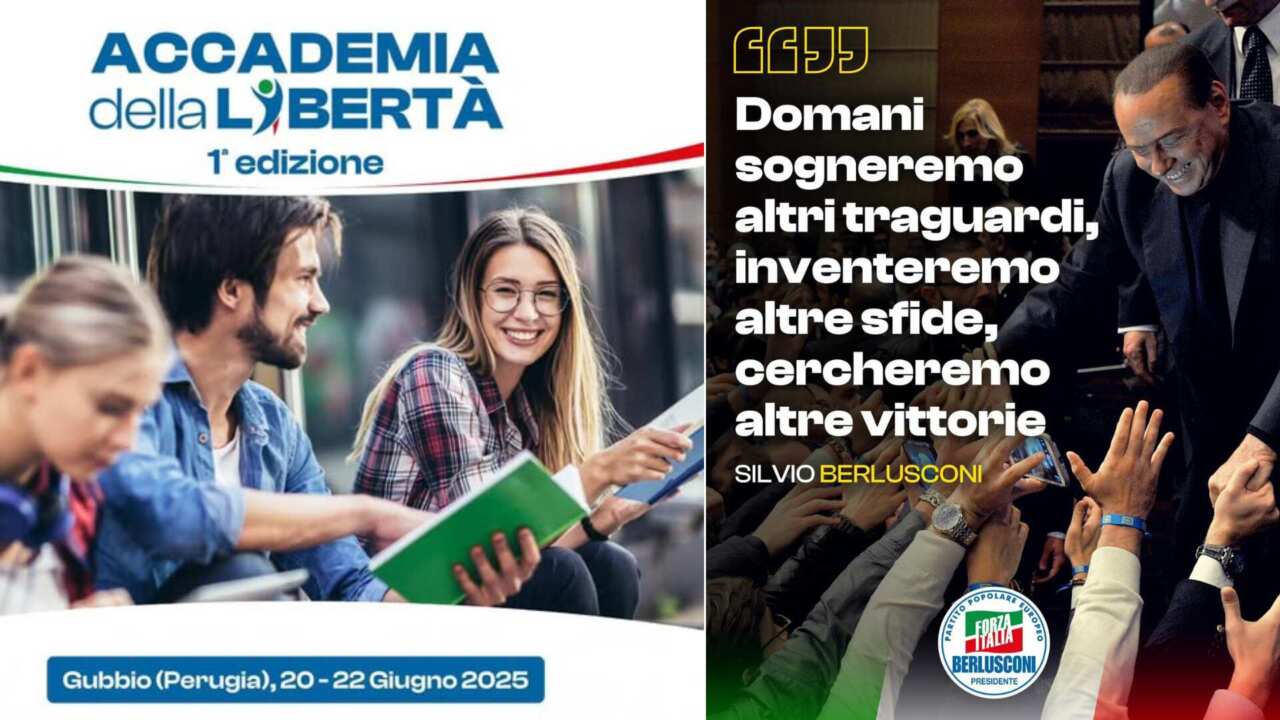 Forza Italia, nasce l’Accademia della Libertà: a Gubbio tre giorni di scuola politica per i giovani