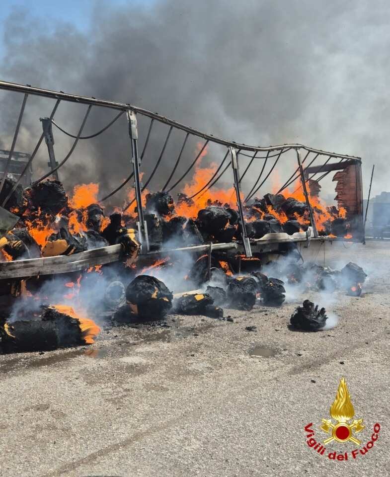 Galleria foto 'Bari, tir in fiamme all’ingresso del porto: fumo nero visibile in più punti della città. Intervengono i vigili del fuoco – FOTO' - foto 3