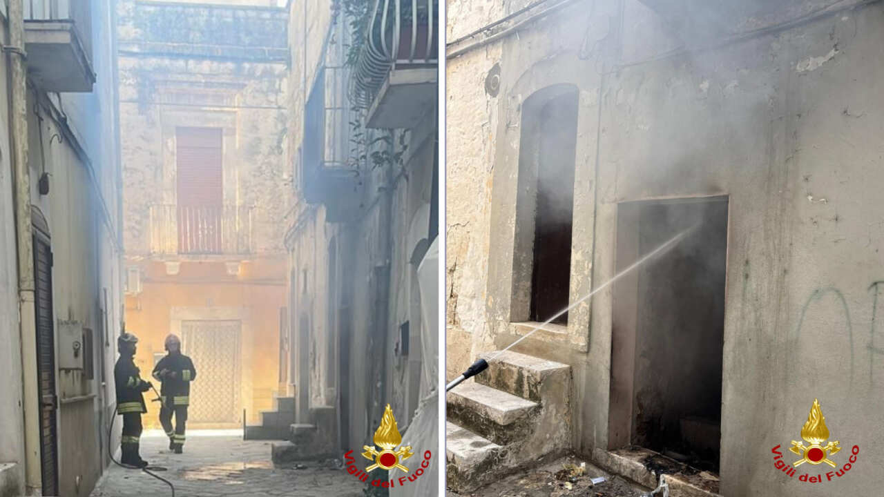 Gioia del Colle, rifiuti in fiamme in un locale del centro storico: intervengono i vigili del fuoco Gioia del Colle, rifiuti in fiamme in un locale del centro storico: intervengono i vigili del fuoco