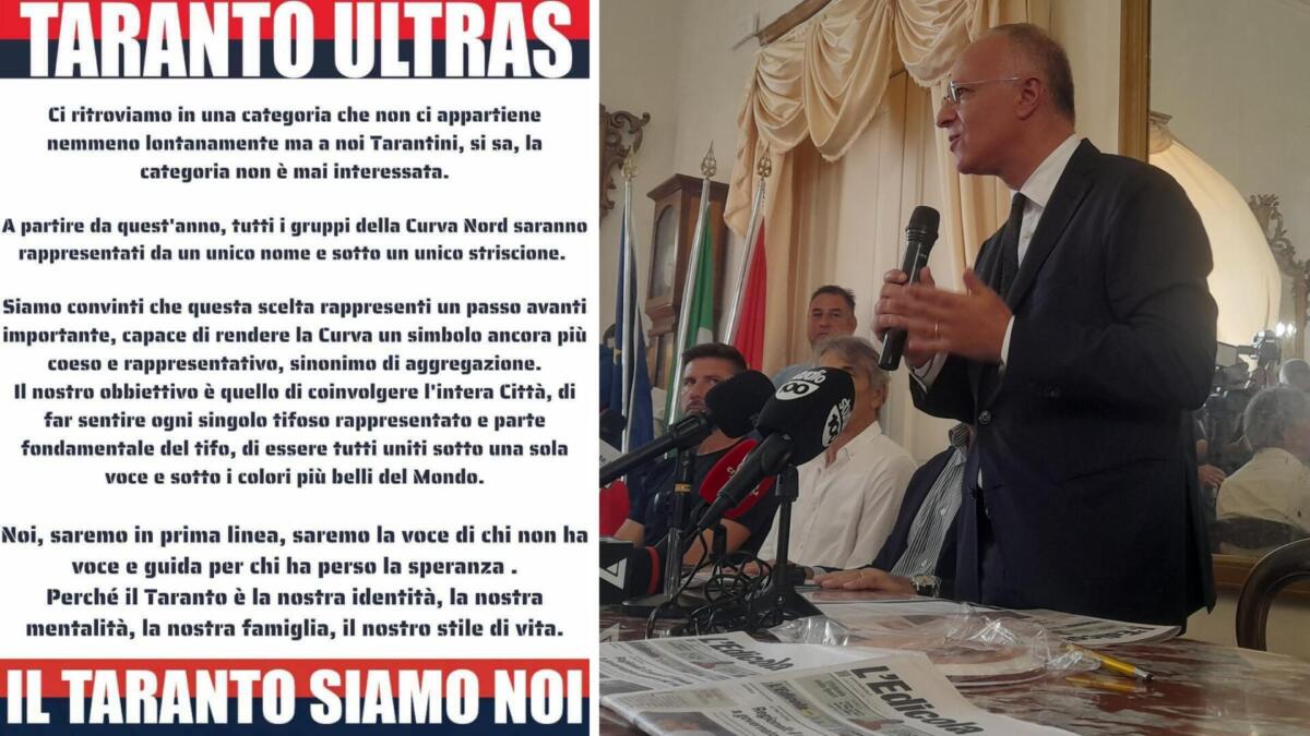 Galleria foto 'Taranto calcio, una sola voce per la squadra: la Curva Nord unita a sostegno dei colori rossoblù' - foto 1