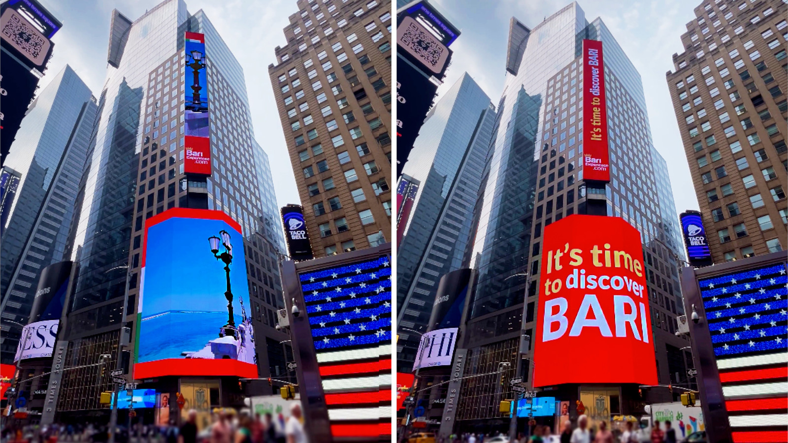 Galleria foto '“Hey New York, è tempo di scoprire Bari”: i lampioni del lungomare sui grattacieli della Grande Mela – VIDEO' - foto 1