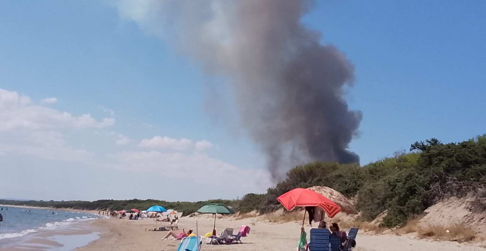 Galleria foto 'Incendio a Lido Azzurro a Taranto, distrutti ettari di macchia mediterranea: interviene un canadair' - foto 1