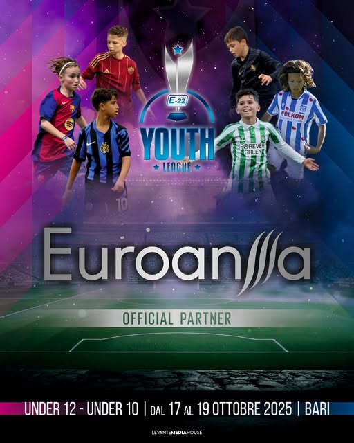 A Bari arriva l’E-22 Youth League: il torneo internazionale di calcio giovanile con Barcellona, Inter e Juventus