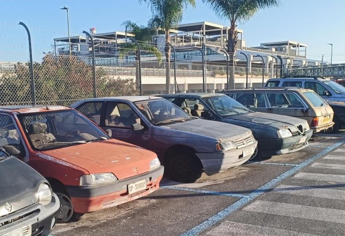 Galleria foto 'Bari, liberato il “cimitero” di auto nel parcheggio dell’Aeroporto: rimosse vetture abbandonate da vent’anni – VIDEO' - foto 1