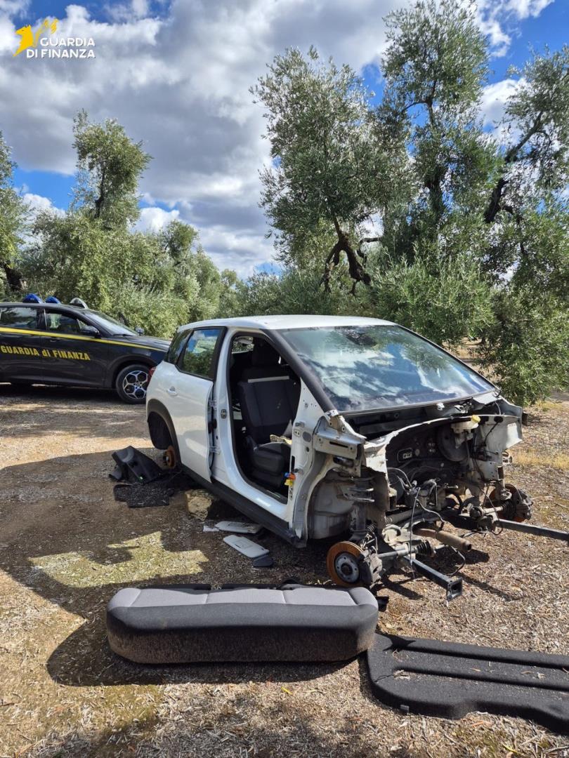 Trovate 14 carcasse di auto cannibalizzate nelle campagne del Nord Barese, indaga la Guardia di finanza – FOTO e VIDEO