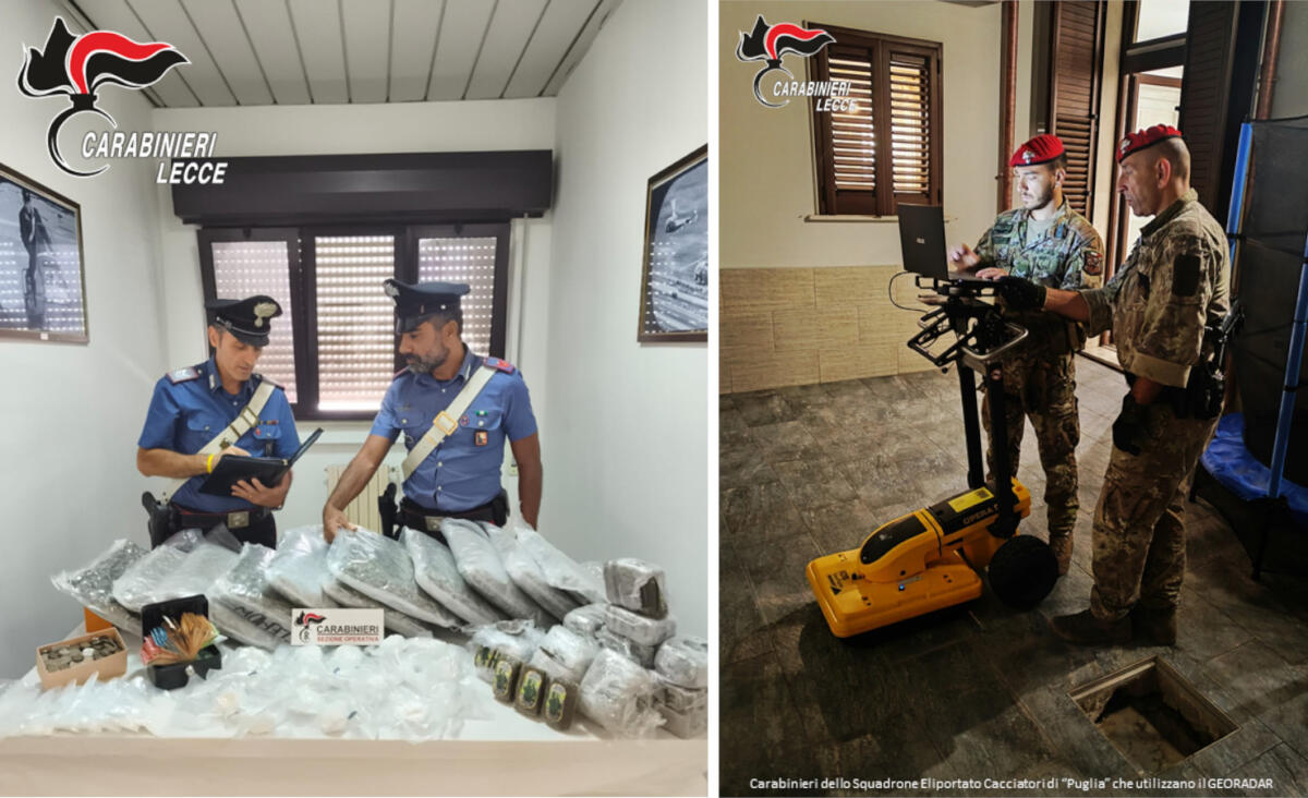 Operazione “Pit Bull” nel Salento, sequestrati oltre 20 chili di droga grazie al georadar dei carabinieri Operazione “Pit Bull” nel Salento, sequestrati oltre 20 chili di droga grazie al georadar dei carabinieri
