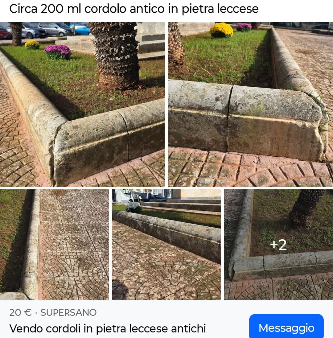 In vendita pietra leccese ma le foto sono dei cordoli della piazza comunale: il caso a Castrignano del Capo In vendita pietra leccese ma le foto sono dei cordoli della piazza comunale: il caso a Castrignano del Capo