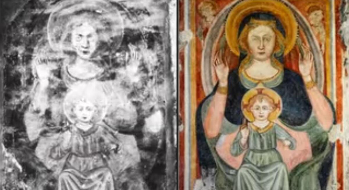 Galleria foto 'Bari, restauro nella Chiesa di San Martino: riemersi gli affreschi originali della Madonna del Segno' - foto 1