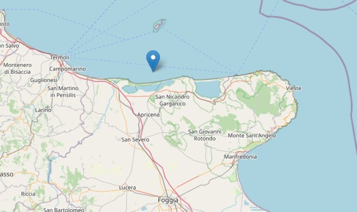 Terremoto al largo della costa garganica: scossa di magnitudo 2.1. Nessun danno Terremoto al largo della costa garganica: scossa di magnitudo 2.1. Nessun danno