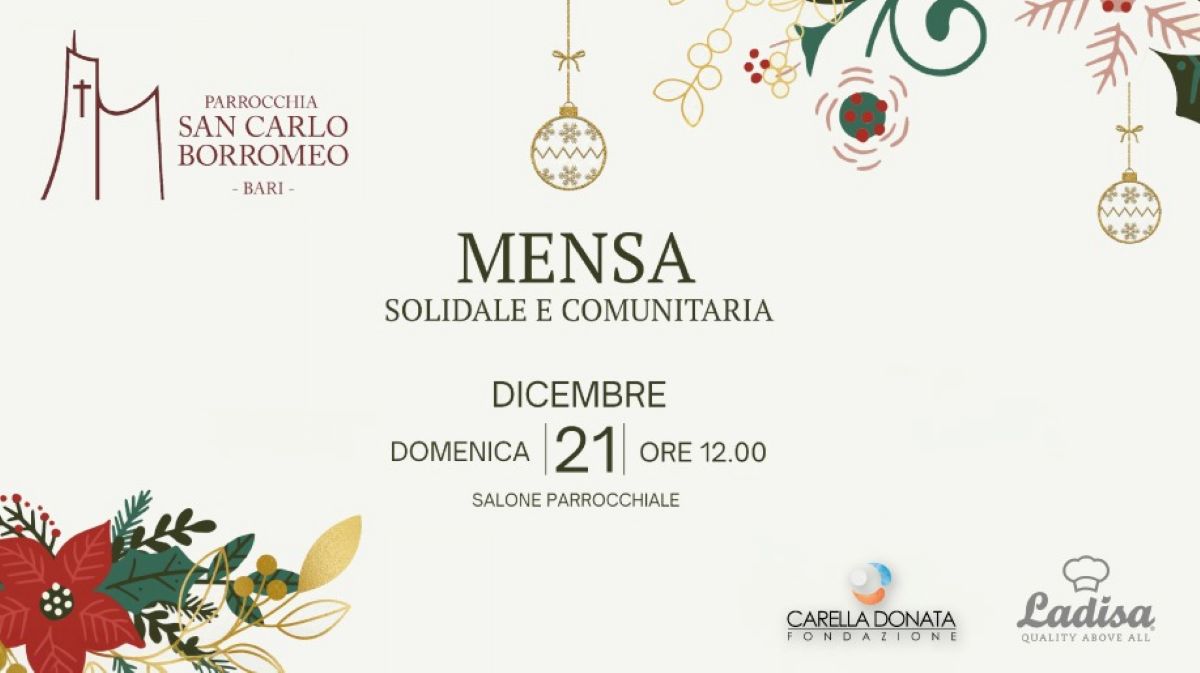 Galleria foto 'Bari, la Fondazione Donata Carella con la parrocchia San Carlo Borromeo per la mensa solidale' - foto 1