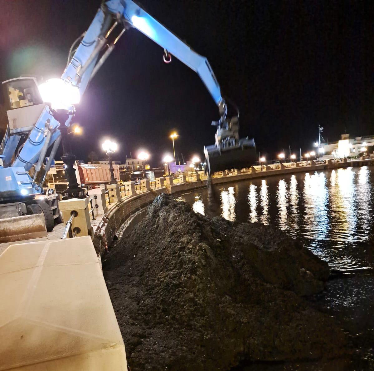 Bari, via alle operazioni di rimozione della posidonia dal molo San Nicola: l’Amiu al lavoro – VIDEO