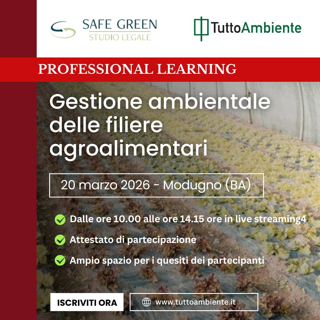 Gestione ambientale delle filiere agroalimentari, modulo intensivo di alta formazione a Bari