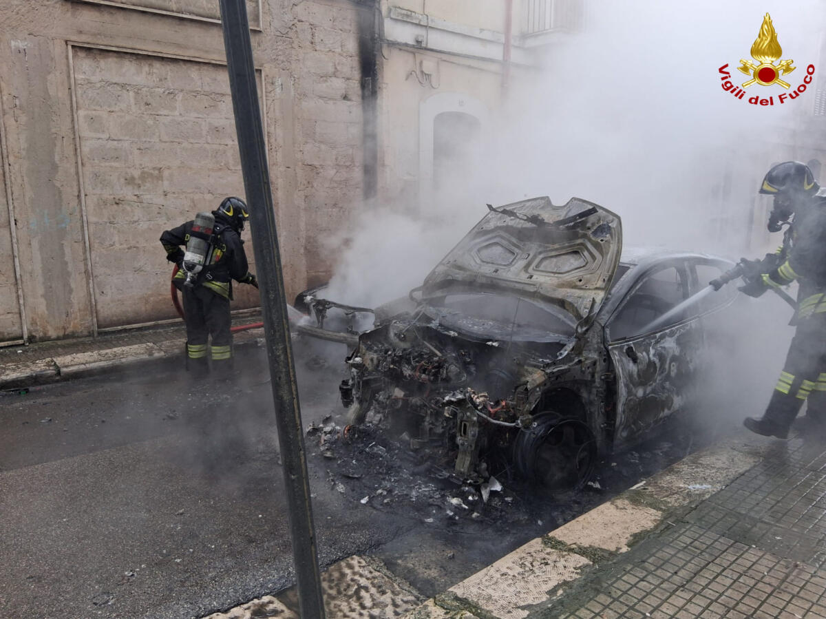 Galleria foto 'Gioia del Colle, auto in marcia va a fuoco: il conducente si salva ma le fiamme si propagano a un’altra vettura' - foto 3