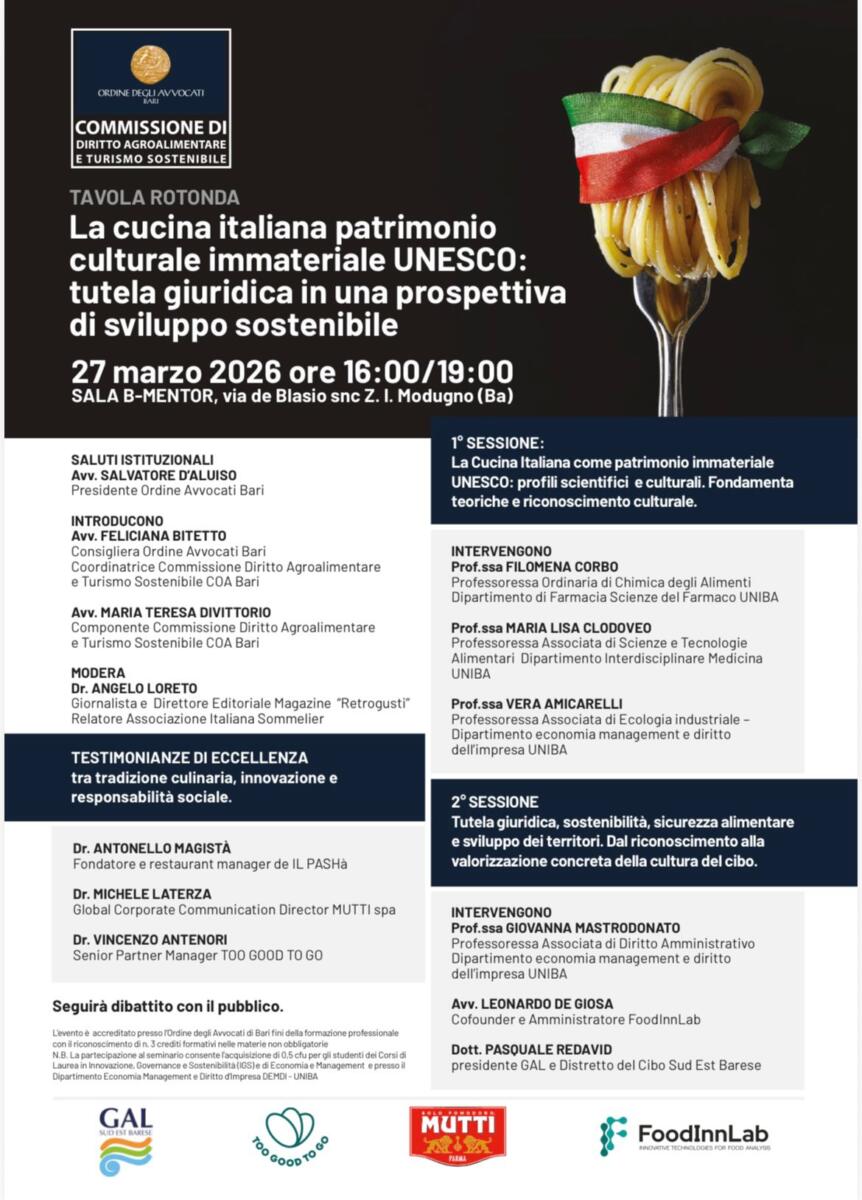 Galleria foto 'Cucina italiana patrimonio dell’Unesco: tutela giuridica, salute e sviluppo sostenibile – VIDEO' - foto 1