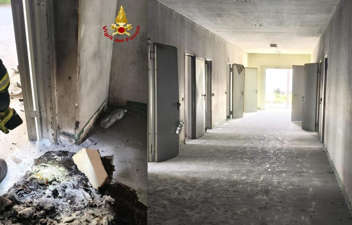 Galleria foto 'Tensione al CPR di Bari: materassi in fiamme nei moduli abitativi, intervengono i Vigili del Fuoco – FOTO' - foto 1