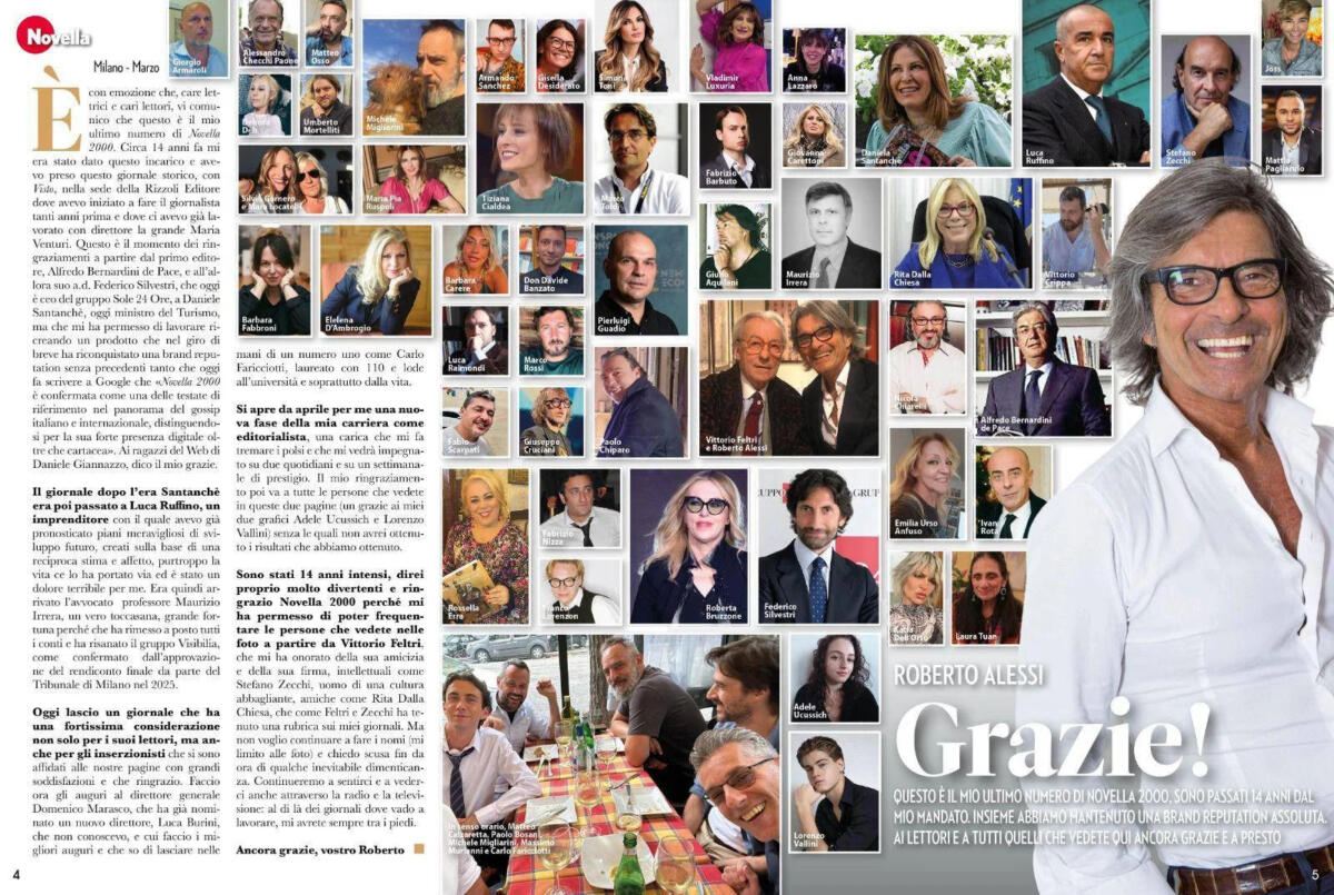 Galleria foto 'Roberto Alessi lascia Novella 2000: «Per la mia carriera una nuova fase che mi fa tremare i polsi»' - foto 1